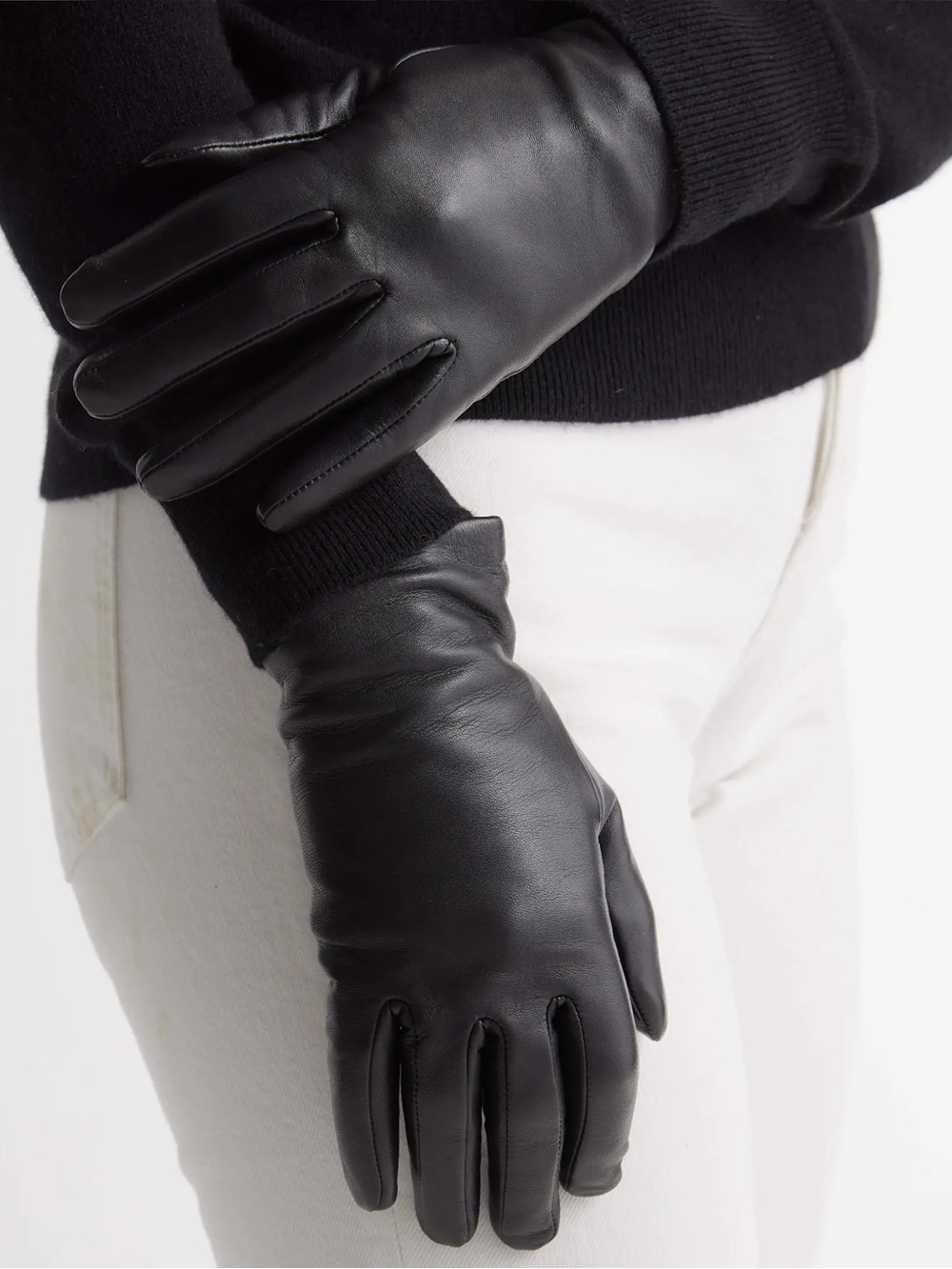 QUINCE Cashmere Lined Leather Gloves Women’s Medium Black 0902